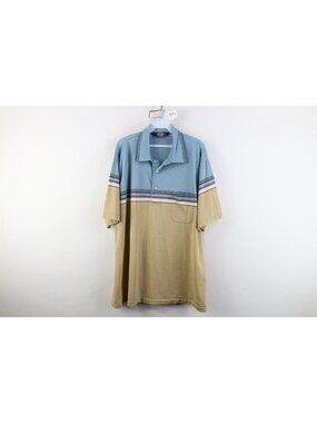 Vintage 90s Distressed Knit Golf Polo Shirt Mens Size 2X Striped Color Block